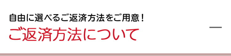 自由に選べるご返済方法をご用意！ご返済について